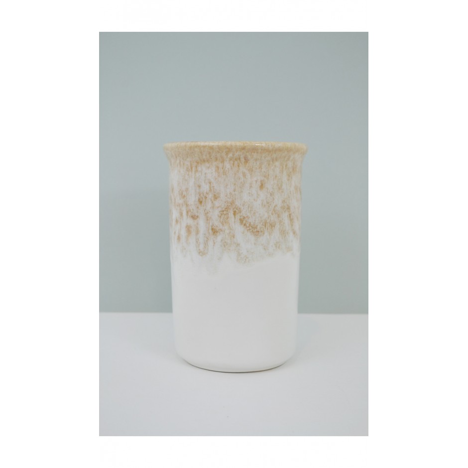 Vase blanc et beige émaillée