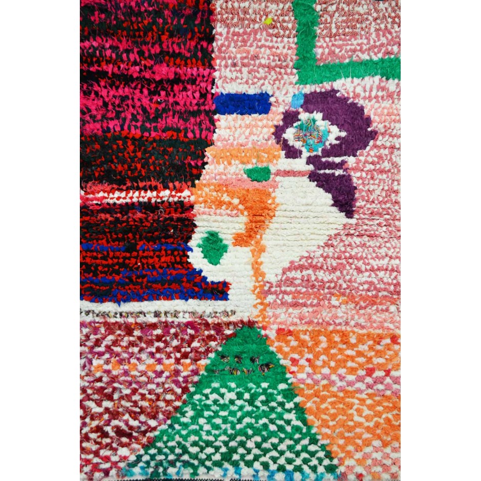 Tapis boucherouite 1m20 x 74cm multicolore N°183